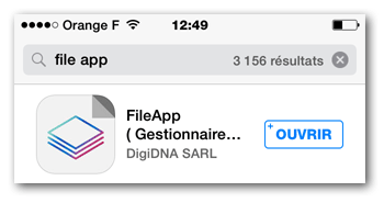 Vue de FileApp sur Apple Store
